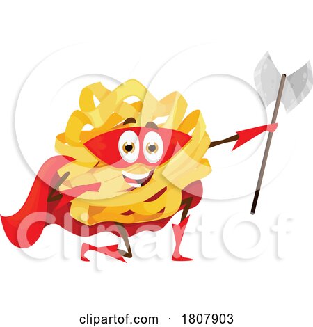 Fettuccine Super Hero Pasta Mascot by Vector Tradition SM