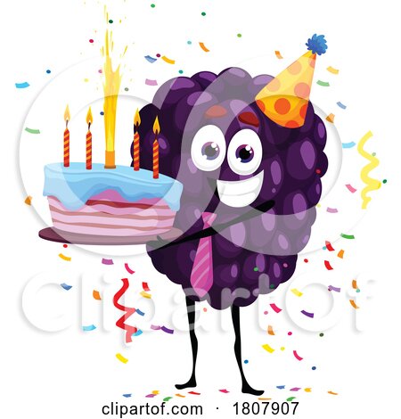 Blackberry Birthday Fruit Food Mascot by Vector Tradition SM