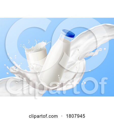3d Milk Splash on Blue by Vector Tradition SM