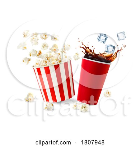 3d Splashing Soda and Popcorn by Vector Tradition SM