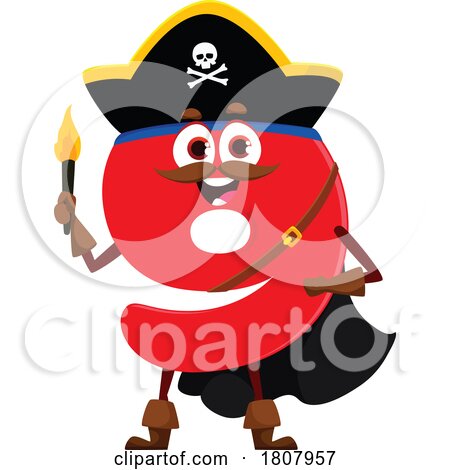 Number Nine Pirate Mascot by Vector Tradition SM