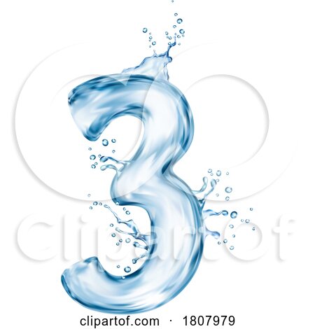 3d Water Splash Number 3 Three by Vector Tradition SM