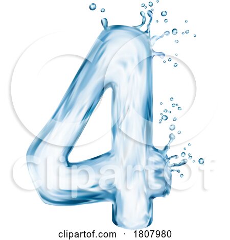 3d Water Splash Number 4 Four by Vector Tradition SM