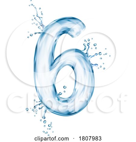 3d Water Splash Number 6 Six by Vector Tradition SM