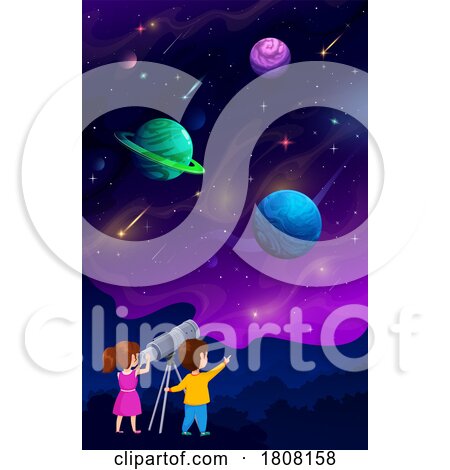 School Children Learning About Outer Space by Vector Tradition SM
