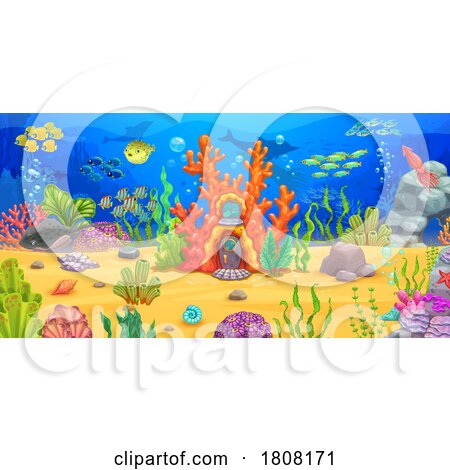 Sea Floor Background with a Coral Mermaid House by Vector Tradition SM