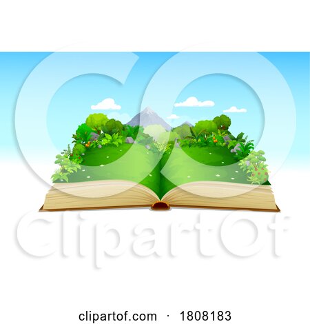 3d Open Book with a Meadow and Mountains by Vector Tradition SM