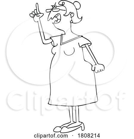 Cartoon Black and White Angry Lady Holding up a Finger and Talking by djart