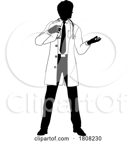 Doctor Man Medical Clipboard Silhouette Person by AtStockIllustration