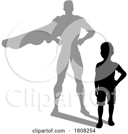 Superhero Child Kid with Super Hero Shadow by AtStockIllustration