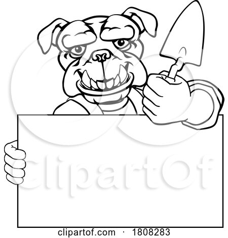 Bricklayer Bulldog Dog Trowel Tool Handyman Mascot by AtStockIllustration