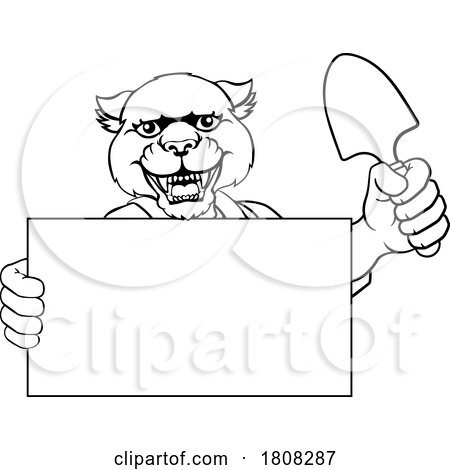 Gardener Panther Cartoon Tool Handyman Mascot by AtStockIllustration