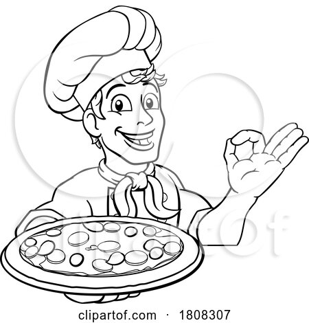 Chef Pizza Cook Man Cartoon Character by AtStockIllustration