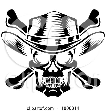 Cowboy Hat Western Skull Pirate Cross Bones by AtStockIllustration