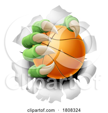 Basketball Ball Claw Cartoon Monster Animal Hand by AtStockIllustration