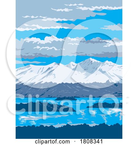 Chigmit Mountains in Lake Clark National Park in Alaska WPA Poster Art by patrimonio