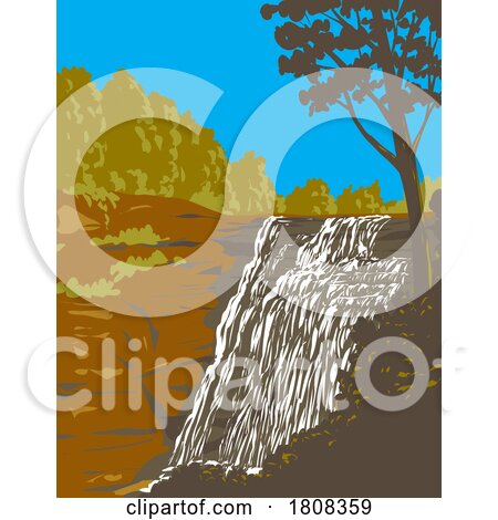 Bridal Veil Falls in Cuyahoga Valley National Park Ohio WPA Poster Art by patrimonio