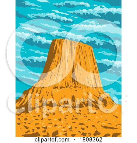 Devils Tower in Bear Lodge Ranger District Wyoming WPA Poster Art by patrimonio