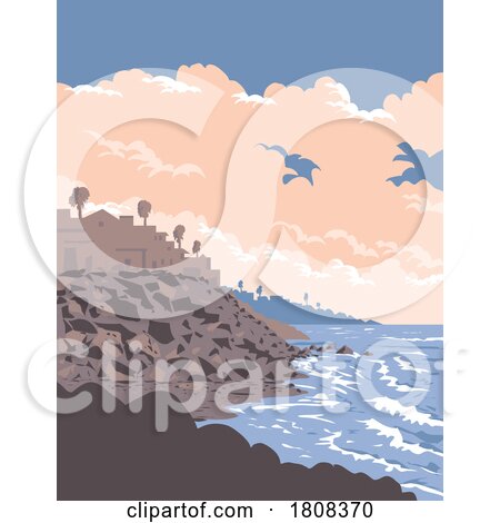 Buccaneer Beach Park in Oceanside California USA WPA Poster Art by patrimonio