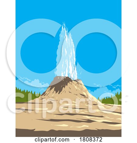 Castle Geyser in Upper Geyser Basin of Yellowstone National Park Wyoming WPA Poster Art by patrimonio