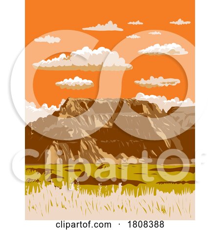 Badlands National Park in Southwest South Dakota USA WPA Poster Art by patrimonio