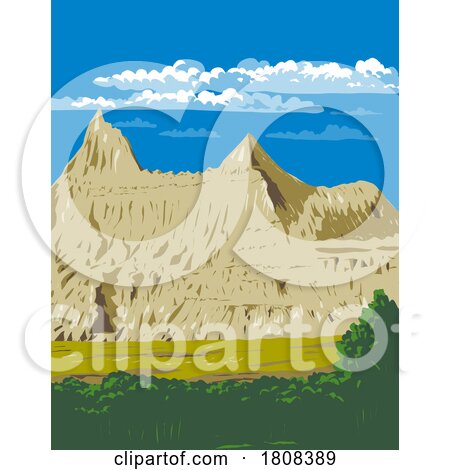 Badlands National Park in South Dakota USA WPA Poster Art by patrimonio