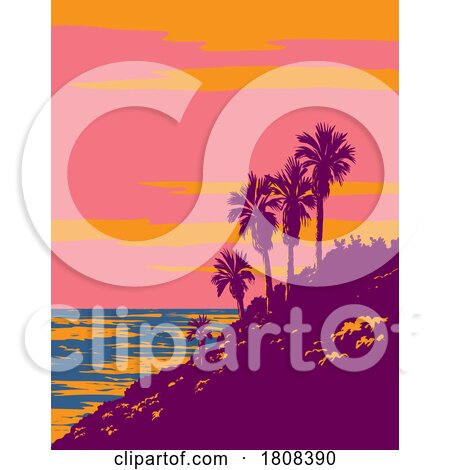 Barneys Surf Spot in Encinitas California USA WPA Poster Art by patrimonio