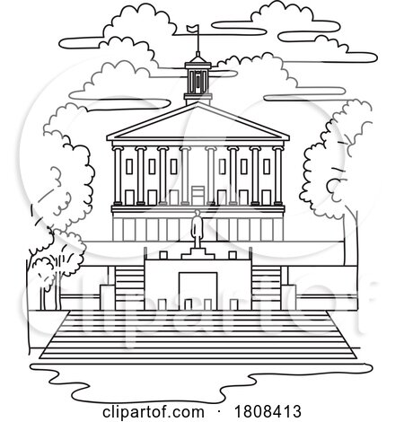 Tennessee State Capitol in Nashville Tennessee USA Mono Line Art by patrimonio