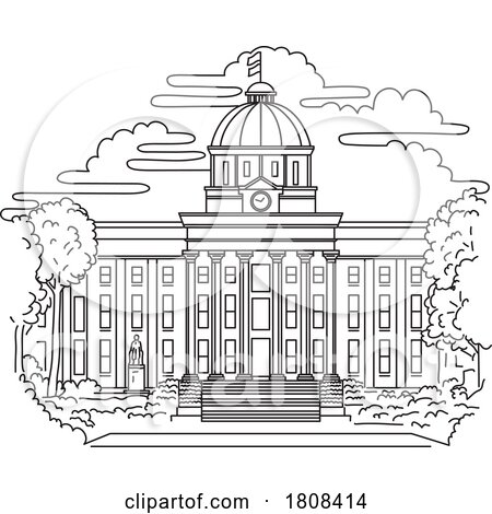 Alabama State Capitol Building in Montgomery Alabama USA Mono Line Art by patrimonio