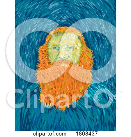 Old Man with Red Ginger Beard Post Impressionism Art Style by patrimonio