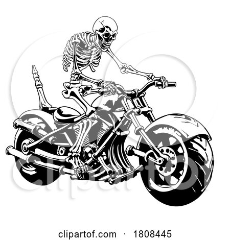 Black and White Skeleton Motorcycylist Biker by dero