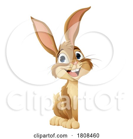 Easter Bunny Rabbit Peeking Around Sign Cartoon by AtStockIllustration