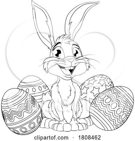 Easter Bunny and Chocolate Eggs Rabbit Cartoon by AtStockIllustration