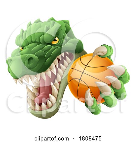 Crocodile Dinosaur Alligator Basketball Mascot by AtStockIllustration