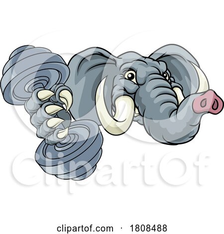 Elephant Weight Lifting Dumbbell Gym Mascot by AtStockIllustration