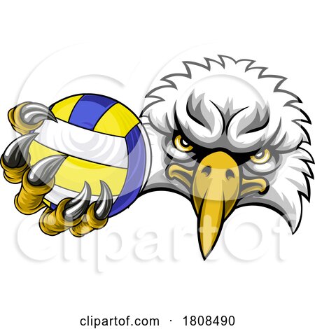 Eagle Hawk Bird Volleyball Volley Ball Mascot by AtStockIllustration