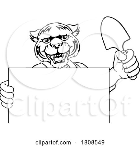 Gardener Tool Tiger Cartoon Handyman Mascot by AtStockIllustration