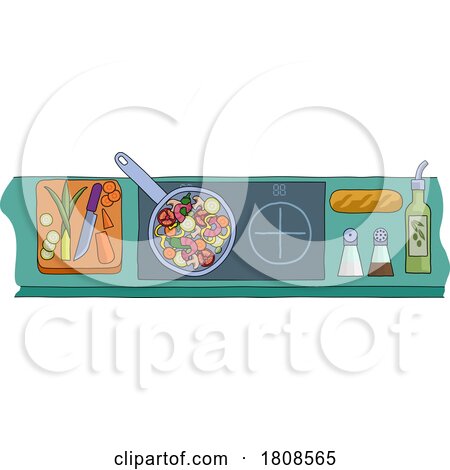 Cooking Vegetable Curry Chinese Food Kitchen Scene by AtStockIllustration