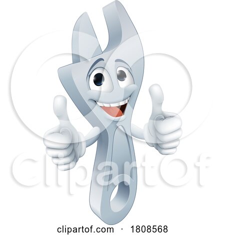 Adjustable Wrench Mascot Holding up Thumbs by AtStockIllustration