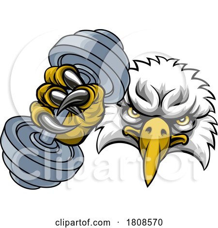 Eagle Hawk Bird Weight Lifting Dumbbell Gym Mascot by AtStockIllustration