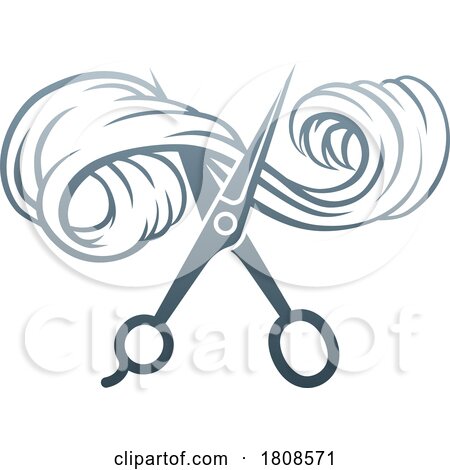Gradient Blue Scissors Cutting Hair by AtStockIllustration