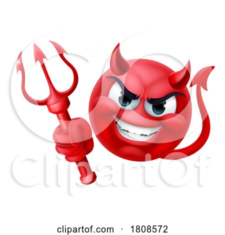 Devil Emoji Emoticon Man Face Cartoon Icon Mascot by AtStockIllustration