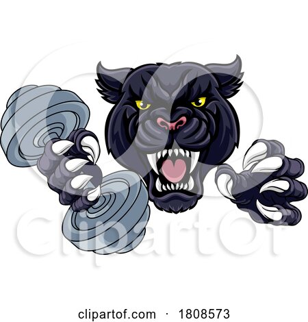 Panther Jaguar Leopard Weight Lifting Gym Mascot by AtStockIllustration