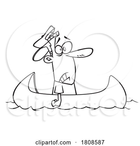 Cartoon Outline Man up the Creek Without a Paddle by toonaday
