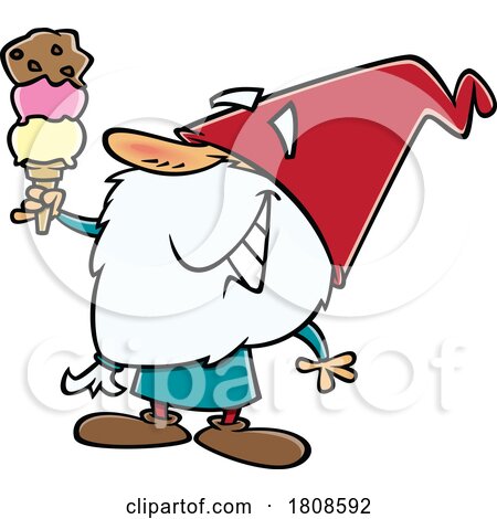 Cartoon Gnome with a Triple Scoope Ice Cream Cone by toonaday