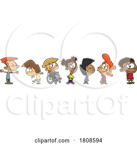 Cartoon Line up of Different Children by toonaday