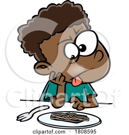 Cartoon Disgusted Boy with Dinner of Liver and Onions by toonaday