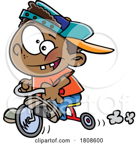 Cartoon Boy Having Fun on a Trike by toonaday