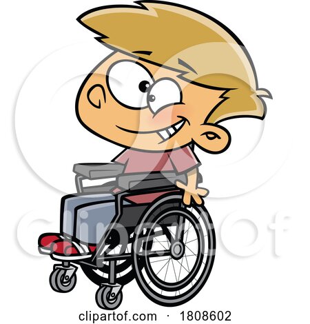 Cartoon Happy Boy in a Wheelchair by toonaday