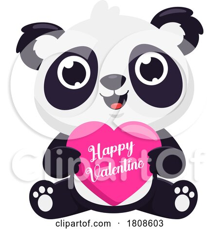Cartoon Valentines Day Panda Mascot with a Heart by Hit Toon